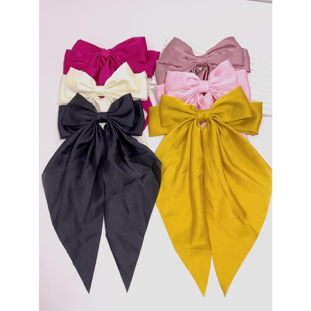 6 spring clip streamers bow hair clips for women