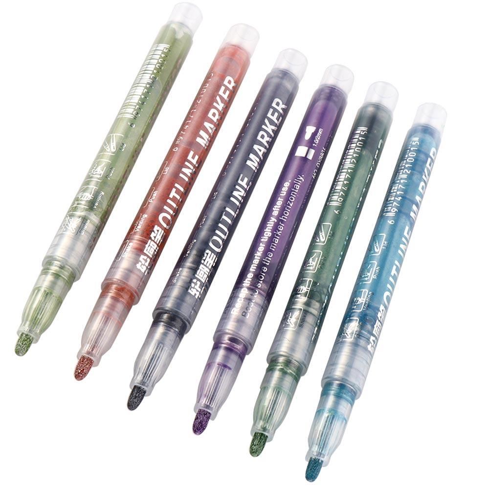Graffiti Pen Rainbow Scrapbooking Art Marker Pen Double Line Pen Highlighter Outline Marker Pen