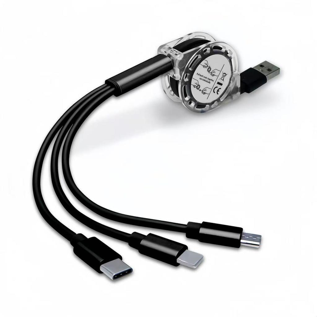 100W Type-C 3-in-1 Fast Charging Cable for Huawei, Android, and Apple Devices