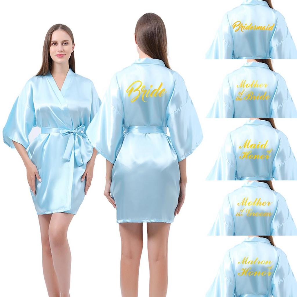 Classic Style Silk Bridesmaid & Bride Morning Robe with Hot Stamped Lettering