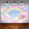 2D Rainbow Castle Baby Photo Backdrop Baby Shower Decor Cloth