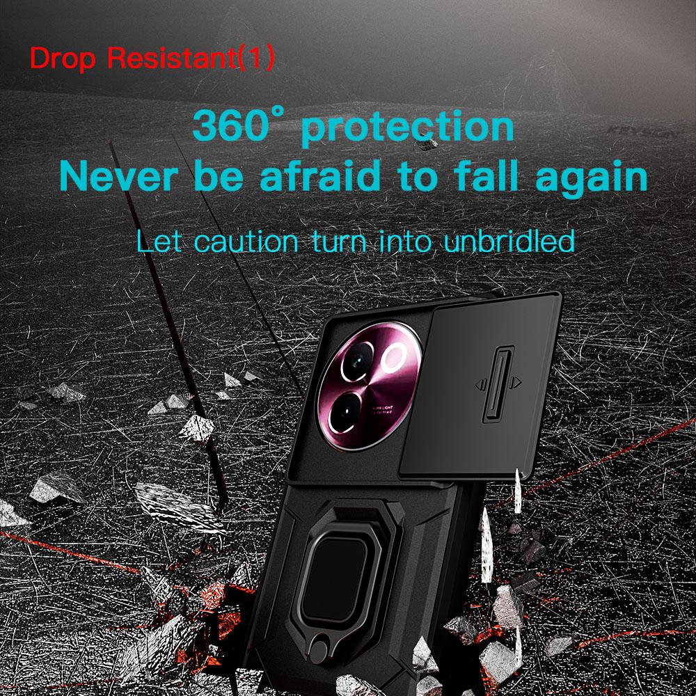 For Case Keysion Shockproof Vivo V30e 5g Slide Push Pull Camera Lens Protection Ring Stand Phone Back Cover For For Vivo V30e 5g