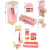 Wooden Doll House Furniture Set With Accessories For Dollhouse 