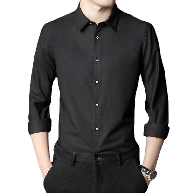 Męska koszula z długim rękawem z włókna bambusowego, elastyczna – nie wymaga prasowania, wielokolorowa, strój biznesowy casual