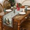 1Pc Christmas Table Runner - Festive Holiday Design With Nativity Scene, Snowflakes & Red Berries,Perfect For Home Kitchen Decor