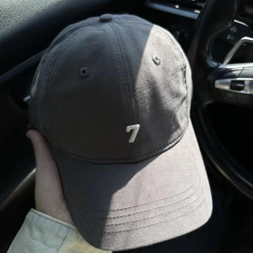 Korean Style Baseball Cap Sunscreen Cotton Peaked Hat All Match Embroidered 7 Cap  Streetwear