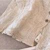 Female Summer Elegant Outerwear Embroidered Openwork Sleeveless Knit Tank Top - Elegant Cropped Top