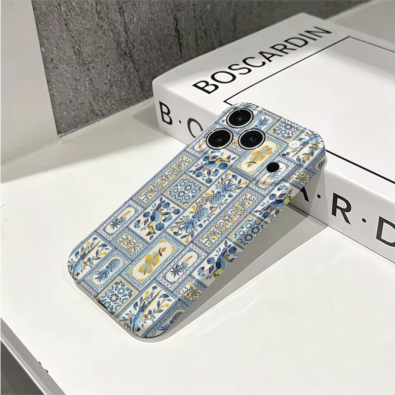Artistic Mediterranean Parrot Pineapple Tile Graphic Art Film Aesthetic Protective Shockproof Bumper Case For iPhone 14 15 16 Pro Max Plus
