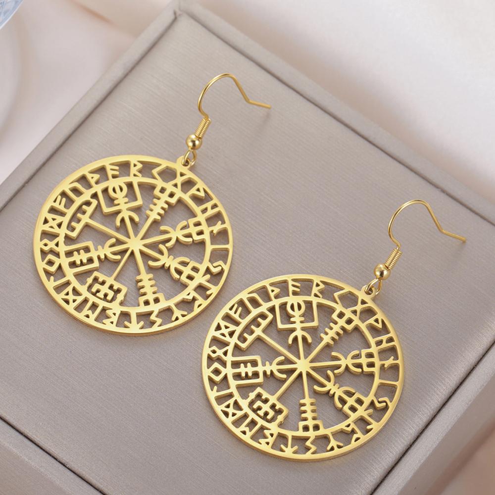 Dawapara Vegvisir Pendant Necklace Nordic Runes Compass Necklace Protection Amulet Stainless Steel Jewelry