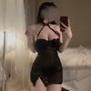 Domila Erotic Underwear Perspective Nightdress Sexy Lace Neck Cheongsam Hot Free Temptation Pajamas F396