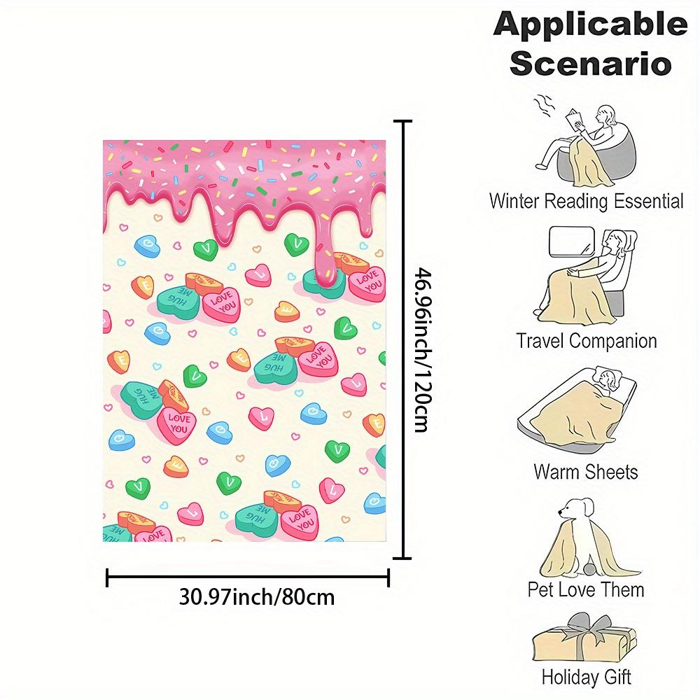 Pink Heart Donut Flannel Throw Blanket Soft Reversible All Season Home Office Travel Gift