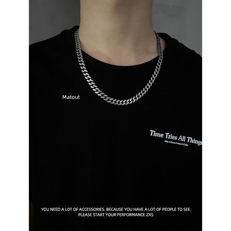 

ZXS Matte Cuban Men s Hip Hop Titanium Steel Women s Necklace Matte/Cuban Necklace/50cm/