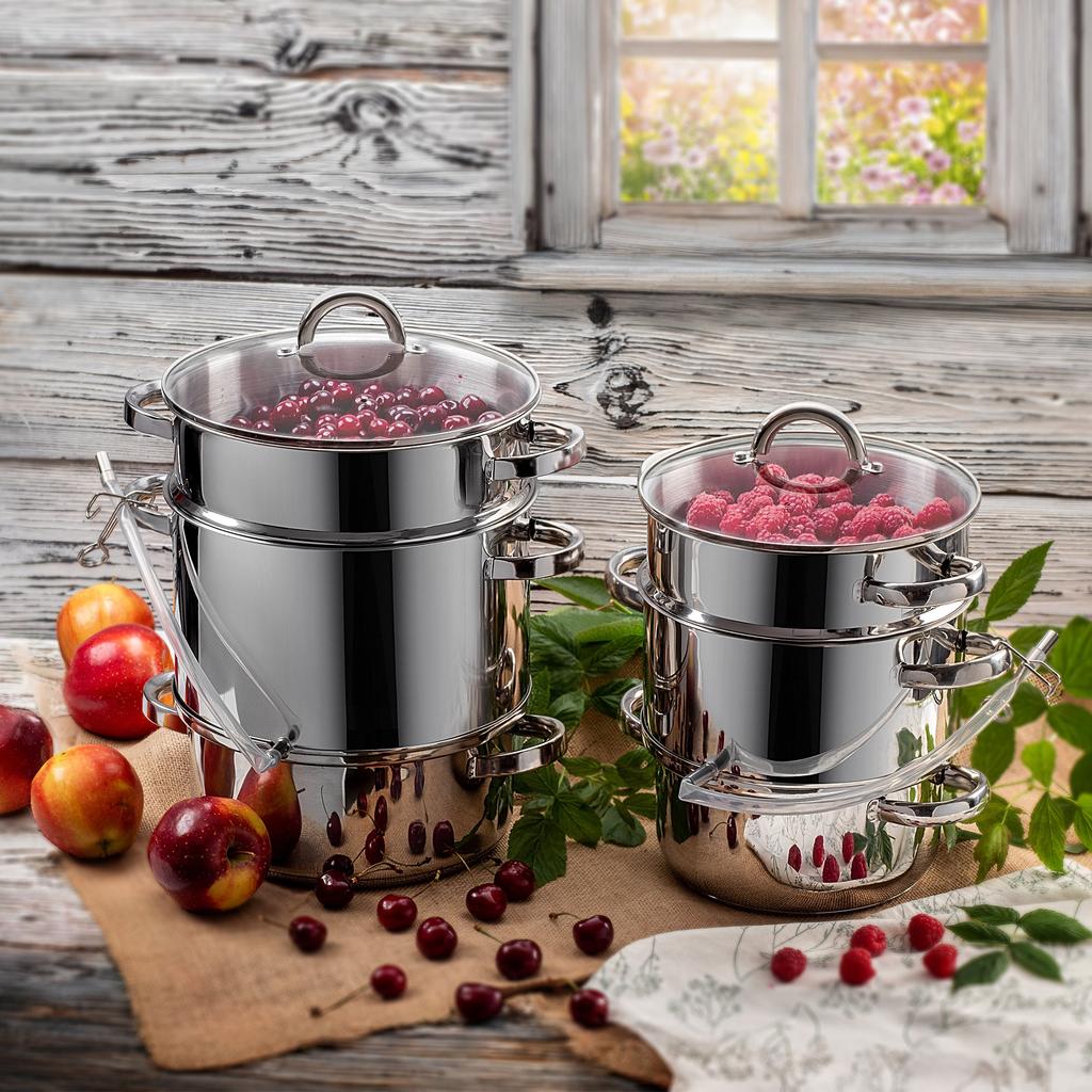 KADAX Juicer Pot 5L Stainless Steel Steamer For Induction Induction Gas Steel 3IN1