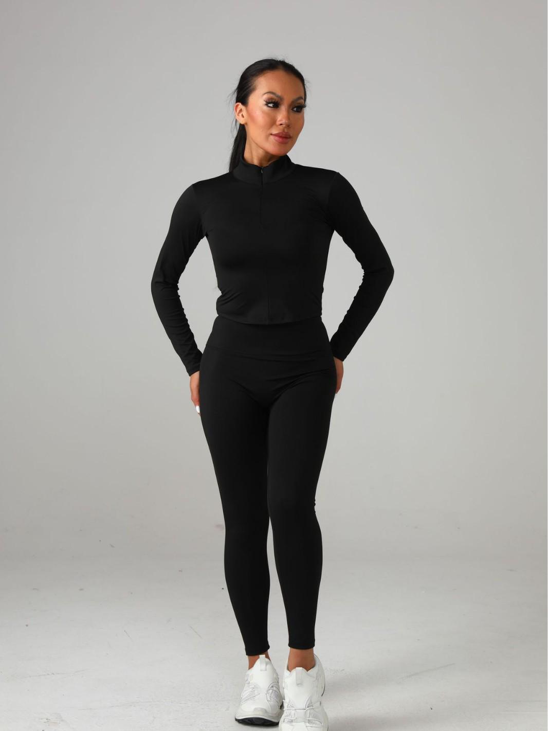Women s Spring/Summer Fingerless Nude Fitness Yoga & Running Sportswear Set Medium чёрный
