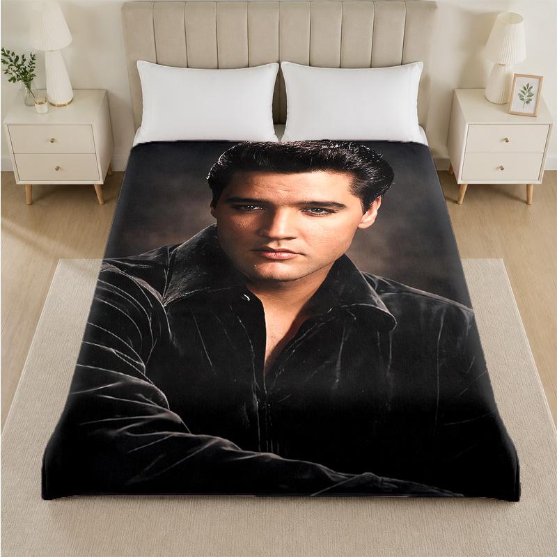 Coperta in Flanella con Stampa di Elvis Presley, Coperta Morbida Calda in Peluche per Letto, Divano, Poltrona, Uso Domestico Interno