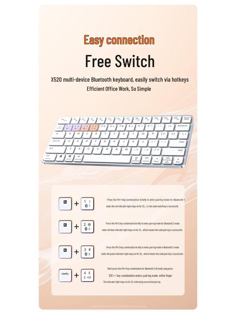 Silent Lightweight Wireless Bluetooth Keyboard with Touchpad for Tablets & Laptops