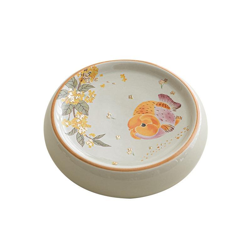 Ascheglasur Keramik Deckelablage Tablett Rund Topfständer Untersetzer Kung Fu Tee Set Zubehör Mehrzweck Obst Snack Servierplatte Dekor