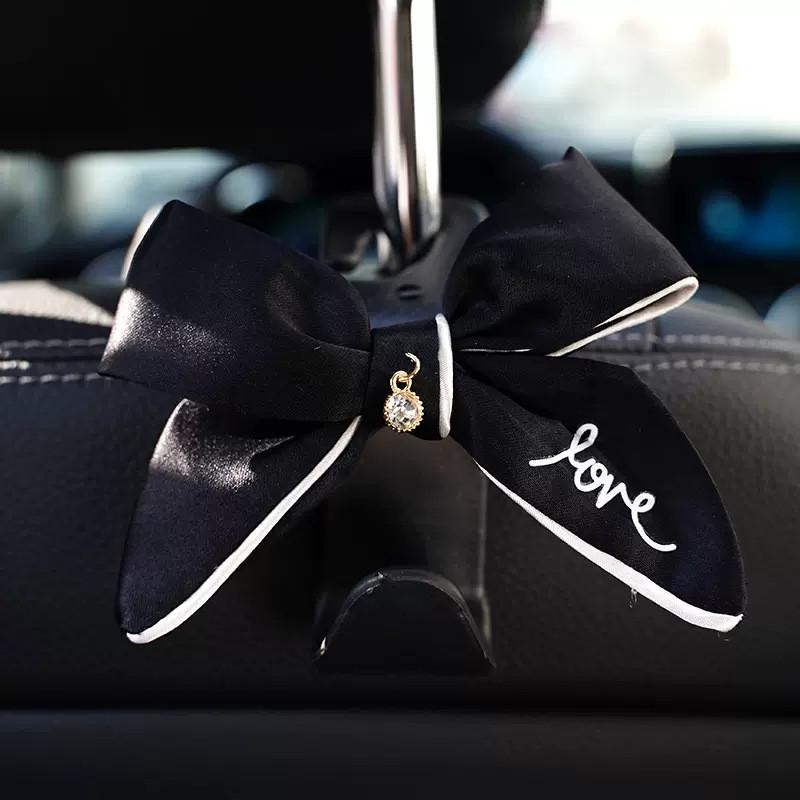 Creative Car Butterfly Bow Hook Multi-functional Backseat Hook For Car Interior Abs+cloth Bow Black Love Butterfly Bow Black Hook