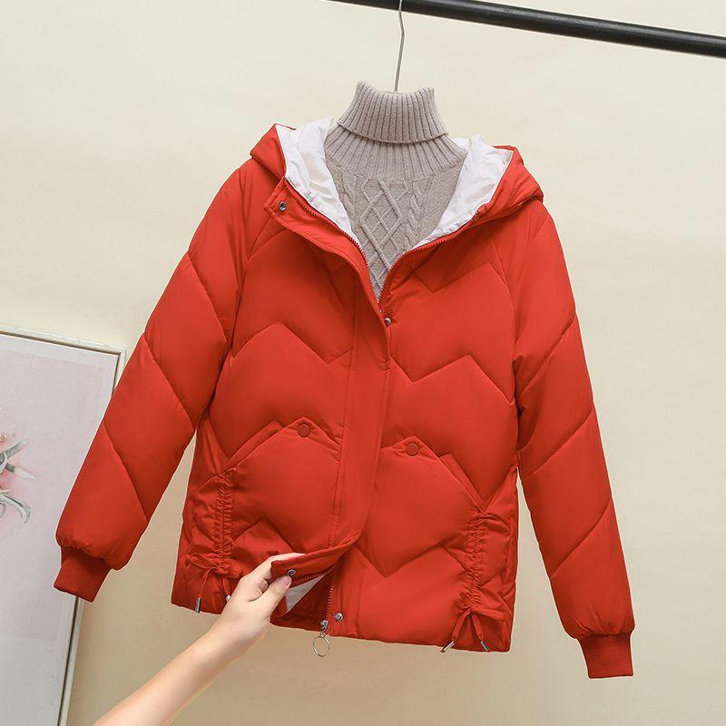 Winter Coat Women Down Cotton Jacket Warm Loose Cotton Padded Jackets Casual Black Red Outerwear