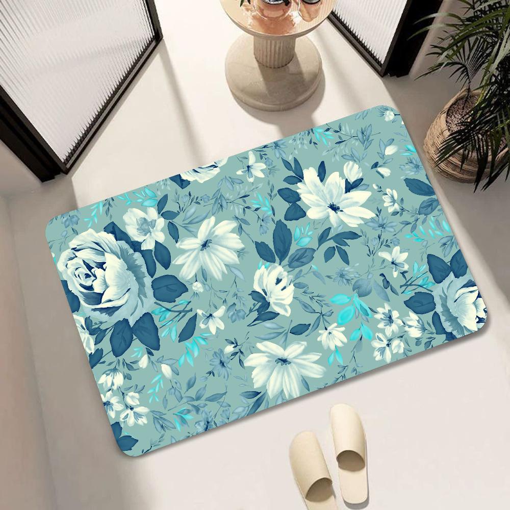 1pc Printed Bathroom Absorbent Mats Anti-Slip Mats Home Decor Supplies Carpets Home Kitchen Floor Mats