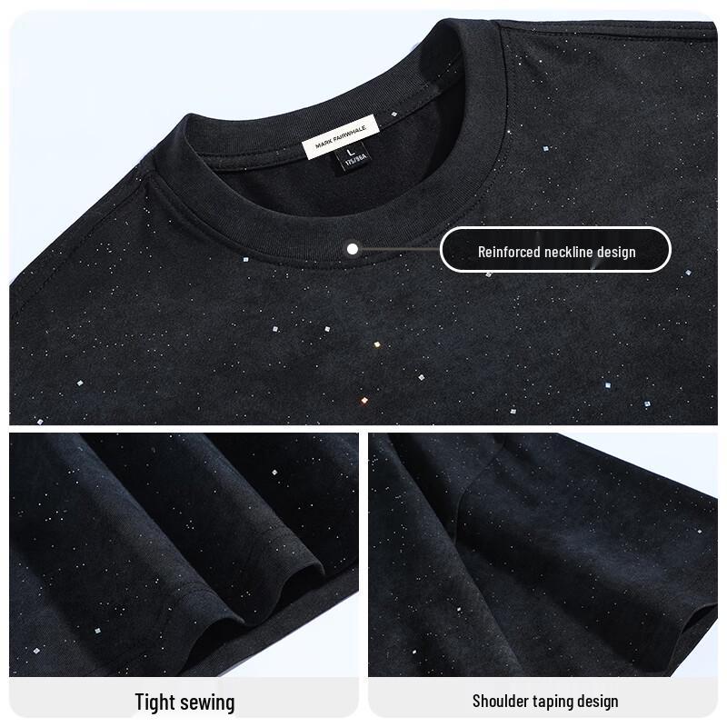 Mark Hua Fei Herren Casual T-Shirt mit Aufdruck, kurzärmlig