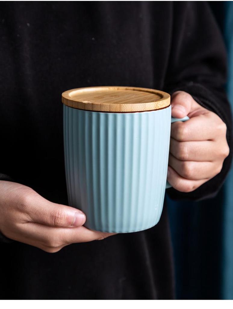 Nordic Ceramic Mug with Lid - Large Capacity Creative Tea Cup