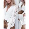 Ladies' V-neck Lace Patchwork Shirt Women's V-neck Lace Patchwork Long Sleeves Shirt