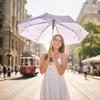 Auto Open Close Sun Umbrella Layer Pongee Fabric For Rainy Weather And Travel