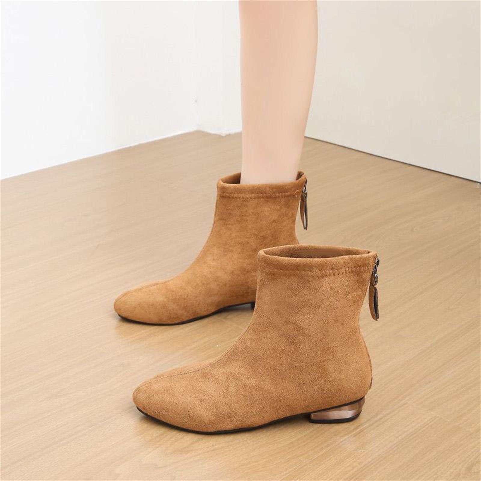 

Women s Fashion Round Toe Fleece-Lined Warm Mid-Calf Boots 40 хакі