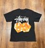 Stussy Dice Logo Shirt Black/Orange Size Small Unisex T-Shirt