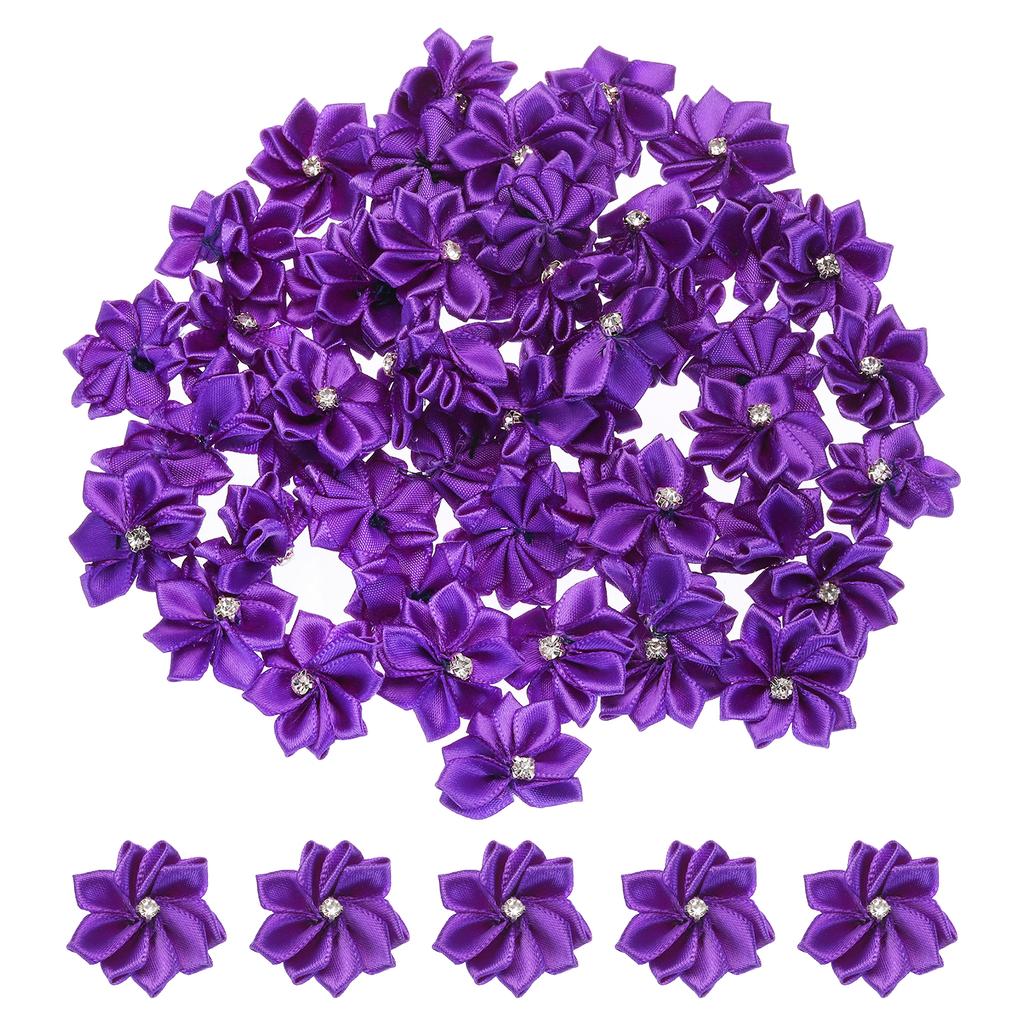 50/150 Pcs Small Ribbon Flowers Satin Ribbon Flowers Mini Fabric Flowers for Crafts DIY Wedding Ornament Appliques 1.2 Inch