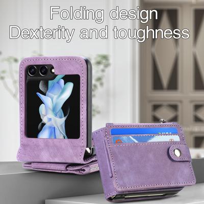 Fall Protection Wallet Funda Case for Samsung Galaxy Z Flip 5 5G Flip4 Flip3 Flip5 Flip 3 4 Zflip5 Card Slot Holder Phone Bag