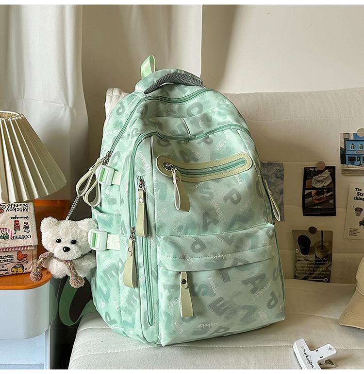 Schoolbag Letter-printed Large-capacity Backpack for Girls, Fifth and Sixth Graders, Junior High, High School, and College Students