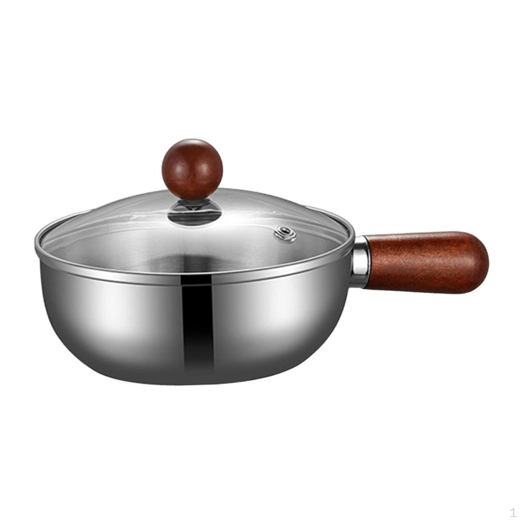 Sauce Pan Butter Warmer for Heating Portable with Wood Handle Lid Milk Pot Soup