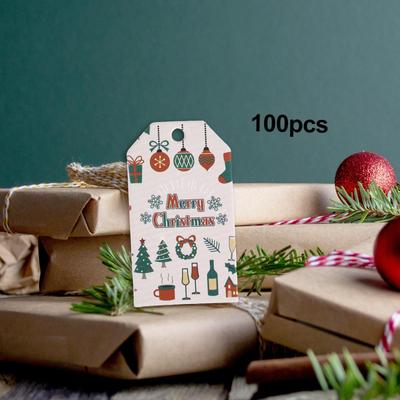 100Pcs Christmas Tags Paper Merry Package Gift Wrap for Xmas Tree Events