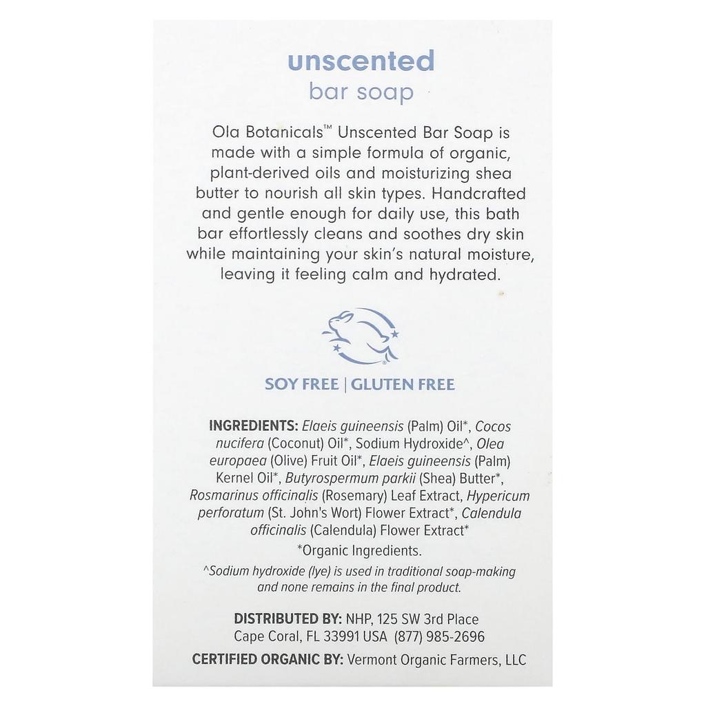Dr. Mercola Ola Botanicals, Bar Soap, Unscented, 85G(3Oz)