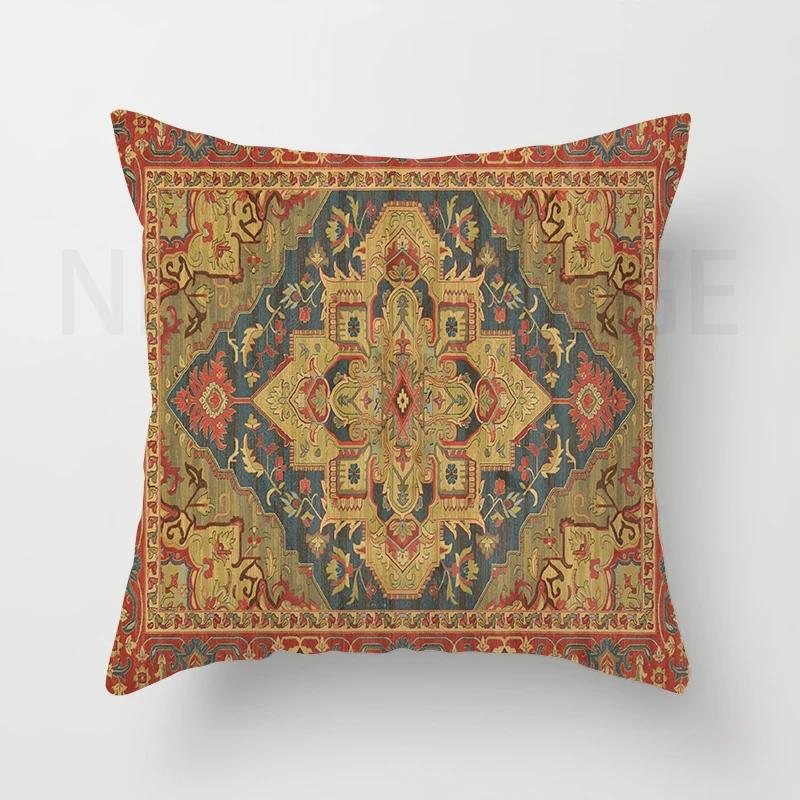 Red Moroccan Ethnic Style Short Plush Pillowcase Sofa Cushion Cover Home Decoration Can Be Customized for You 40x40 50x50 60x60