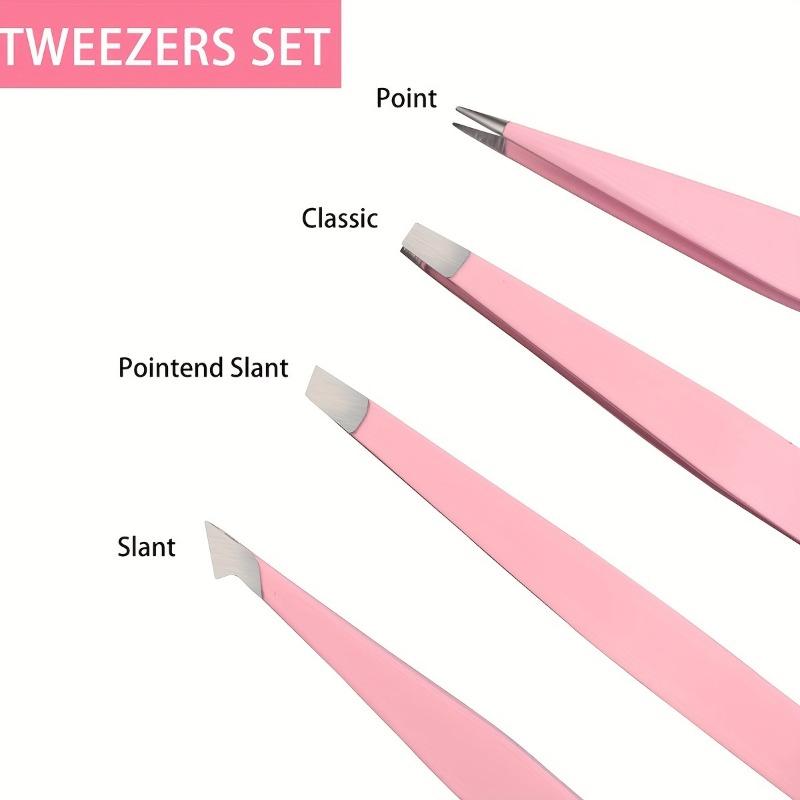 4pcs Eyebrow Tweezers Set Stainless Steel Precision Tweezers For Hair Removal