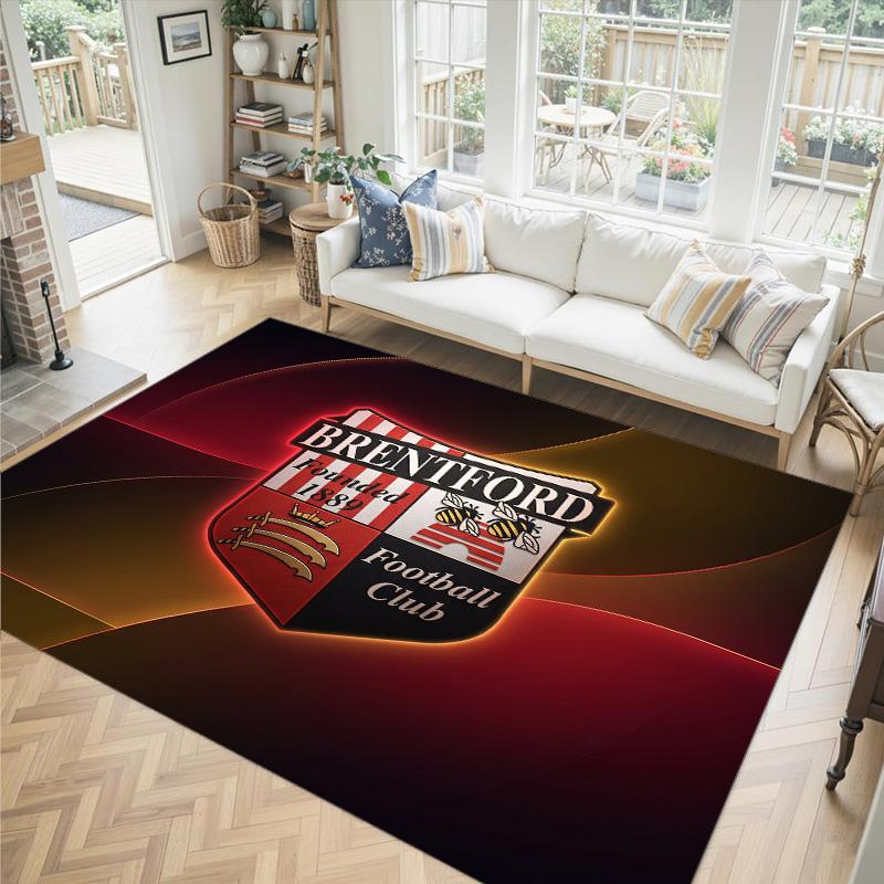 Brentford Football Design Crystal Velvet Carpet Cozy Non?Slip Printed Rug For Bedroom Living Room Entrance