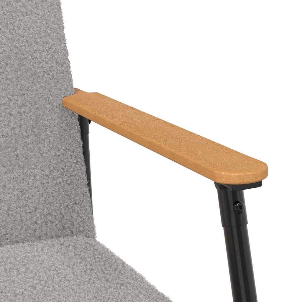 Armchair Light Grey Shaggy Wool Like Fabric