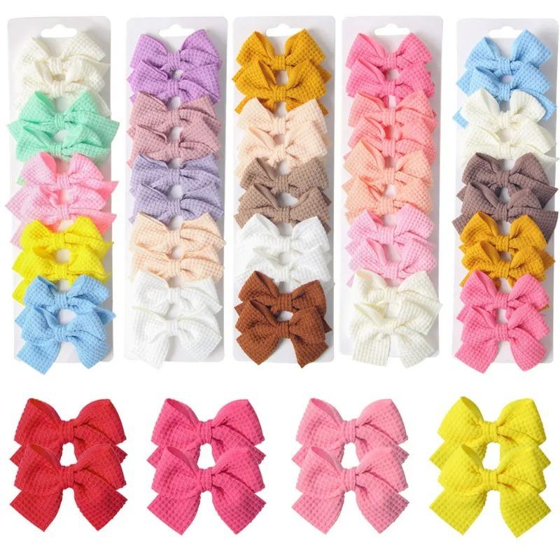 6/10Pcs Sweet Cute Solid Ribbon Bowknot Hair Clips for Baby Girls Handmade Bows Hairpins Barrettes Headwear Kids Hair Accessories