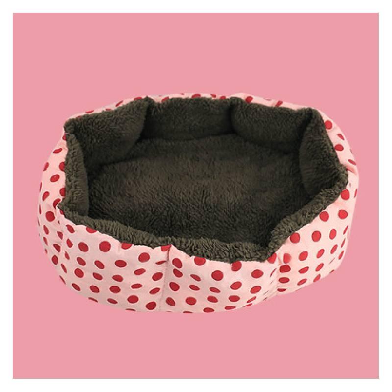 

Super Soft Plush Round Dot Octagonal Dog Bed For Cats And Dogs Cozy Washable Pet House розовый