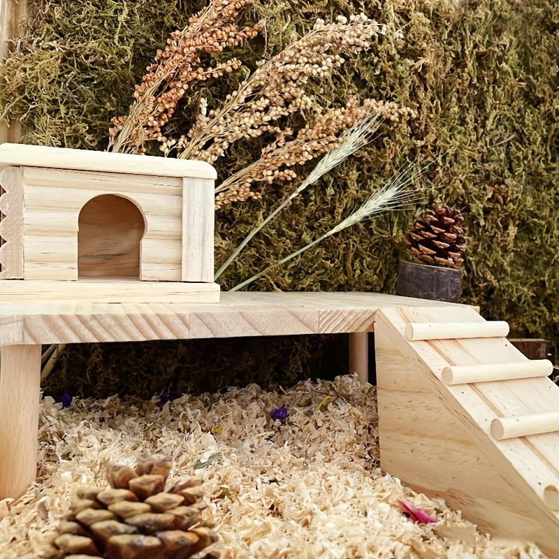 1pc Hamster Wooden Aquascape Platform Solid Wood Table Toy, Wooden Attic Jumping Platform Dodge Diy Aquascape Supplies