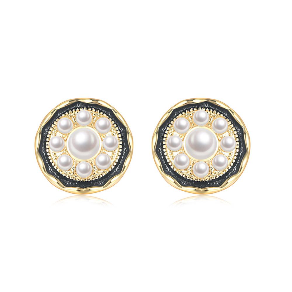 

Elegance Round Button shape Imitation Pearl Stud Earrings For Women Gold Color Fashion Jewelry Wholesale Dropshipping ZYE032