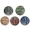 Happy Land Wooden Garden Sign Rustic Wood Plaque Outdoor Wall Decor Weather-Resistant Fade-Proof Hanging Plaque for Home Farmhouse Cottage