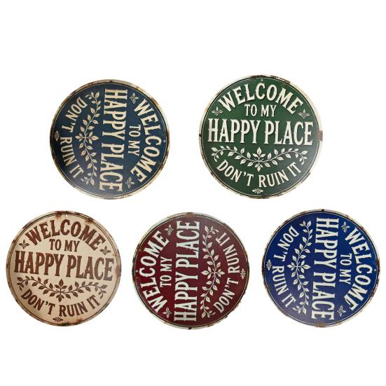 Happy Land Wooden Garden Sign Rustic Wood Plaque Outdoor Wall Decor Weather-Resistant Fade-Proof Hanging Plaque for Home Farmhouse Cottage