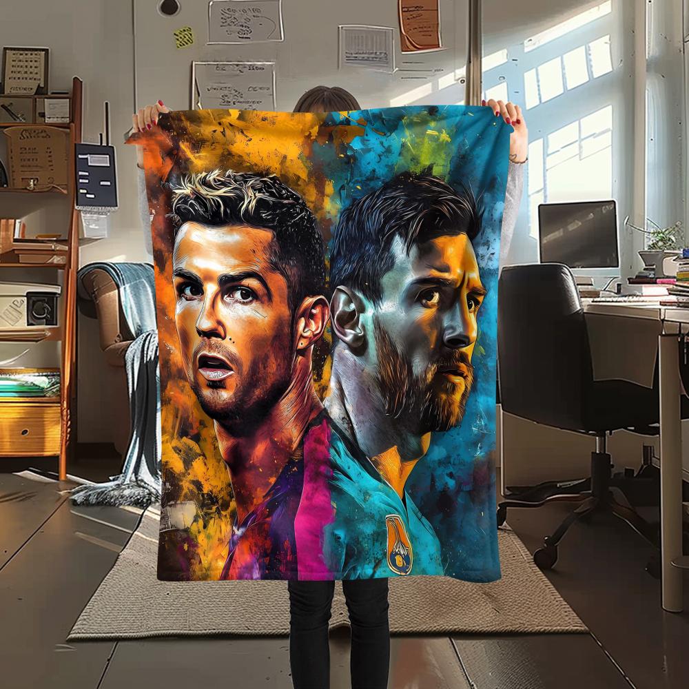 1Pc CR7 Print Flannel Blanket, High quality Comfortable for All Seasons, Home Decor, Warmth and Comfort, Perfect for Christmas Gifts