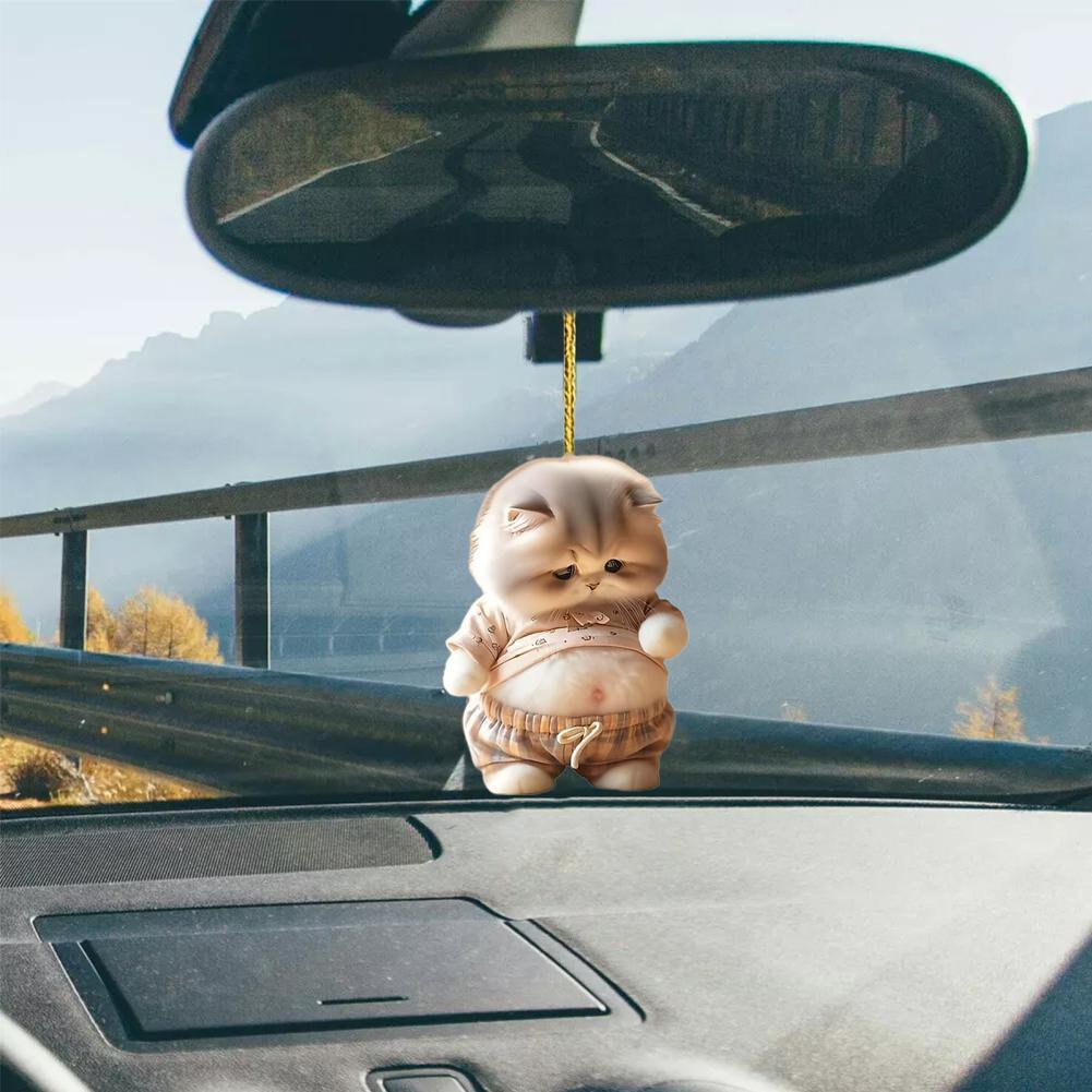 Nowy Akrylowy Płaski Wisiorek Kot Brzuchaty Ozdoby Wiszące Akrylowa Ozdoba Kot Akcesoria do Wnętrza Pojazdu Dekoracja Samochodowa
