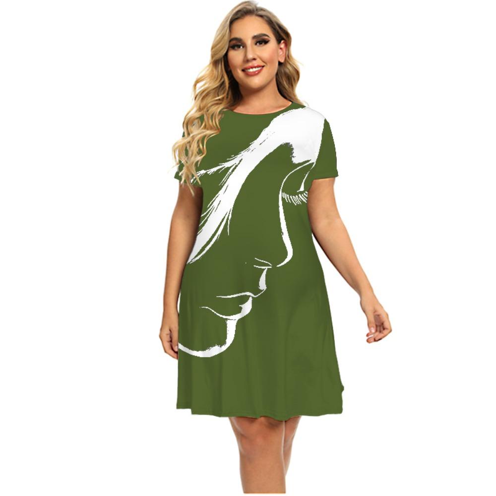 Explosive Women Abstract Beauty Pattern Series 3D Printed Round Neck Elegant Dress