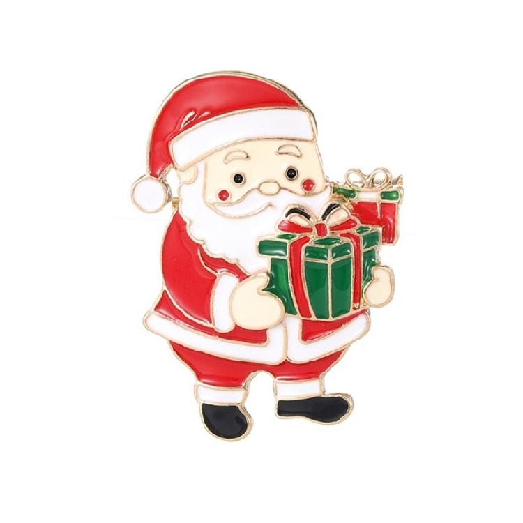 Cheerful Santa Face Brooch Alloy Christmas Pin For Clothing Decoration Secured Backing Design Sturdy Holiday Themed Accessory